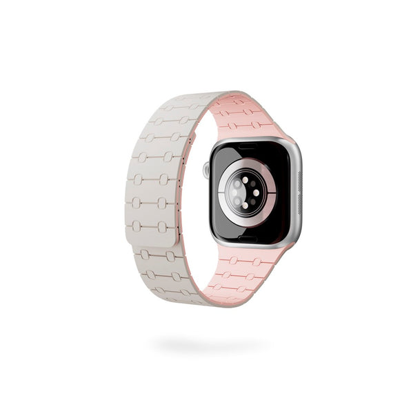 Apple Watch (38/40/SE/41/42) Epico Magnetic+ Silikone Rem - Starlight / Lyserød