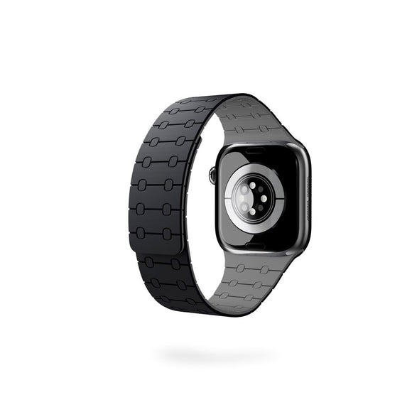 Apple Watch (42/44/SE/45/46/49) Epico Magnetic+ Silikone Rem - Sort / Grå
