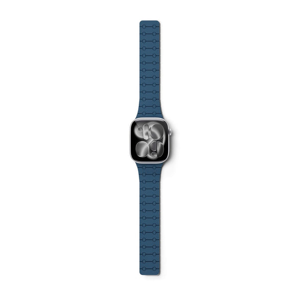 Apple Watch (42/44/SE/45/46/49) Epico Magnetic+ Silikone Rem - Blå / Sort