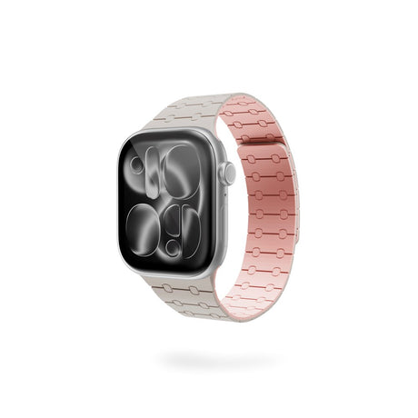 Apple Watch (42/44/SE/45/46/49) Epico Magnetic+ Silikone Rem - Starlight / Lyserød