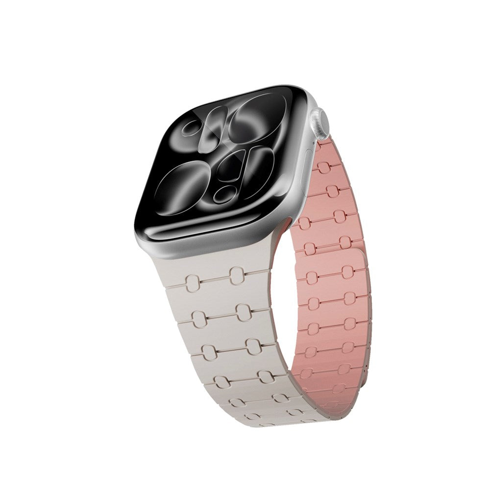 Apple Watch (42/44/SE/45/46/49) Epico Magnetic+ Silikone Rem - Starlight / Lyserød