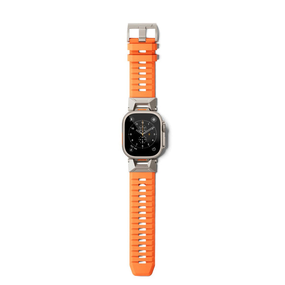 Apple Watch (42/44/SE/45/46/49) Epico Rubber Pro Rem m. Metalspænde - Orange