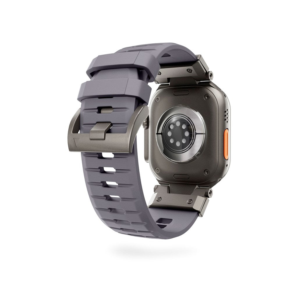 Apple Watch (42/44/SE/45/46/49) Epico Rubber Pro Rem m. Metalspænde - Grå