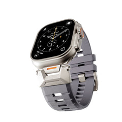 Apple Watch (42/44/SE/45/46/49) Epico Rubber Pro Rem m. Metalspænde - Grå