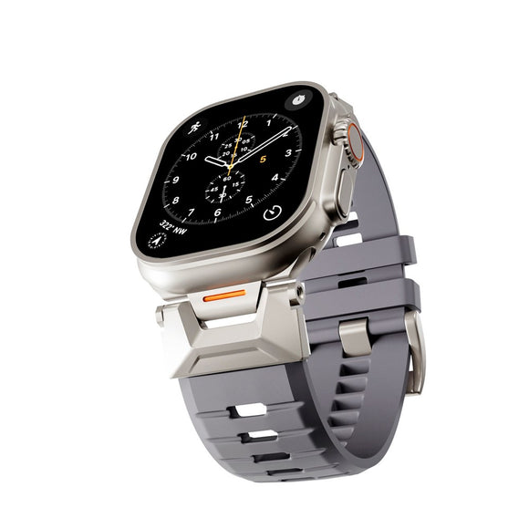 Apple Watch (42/44/SE/45/46/49) Epico Rubber Pro Rem m. Metalspænde - Grå