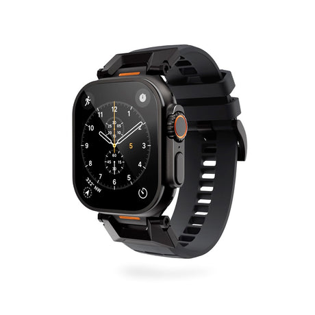 Apple Watch (42/44/SE/45/46/49) Epico Rubber Pro Rem m. Metalspænde - Sort