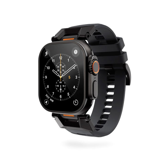 Apple Watch (42/44/SE/45/46/49) Epico Rubber Pro Rem m. Metalspænde - Sort