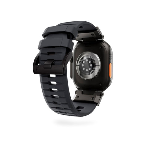 Apple Watch (42/44/SE/45/46/49) Epico Rubber Pro Rem m. Metalspænde - Sort