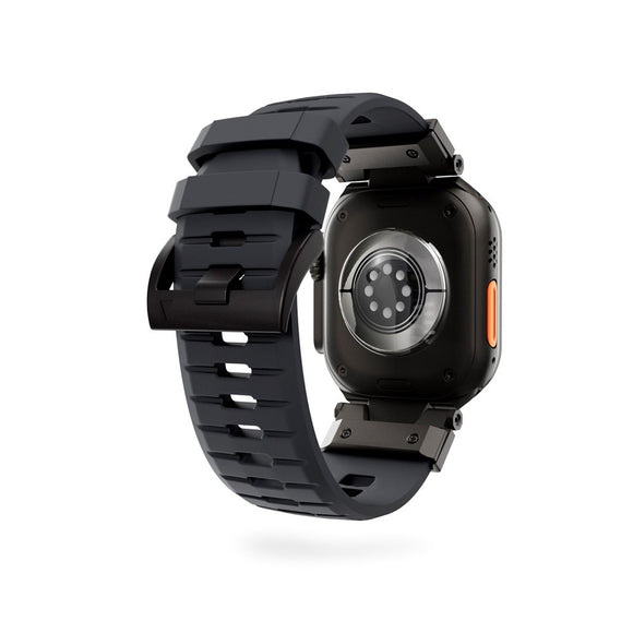 Apple Watch (42/44/SE/45/46/49) Epico Rubber Pro Rem m. Metalspænde - Sort