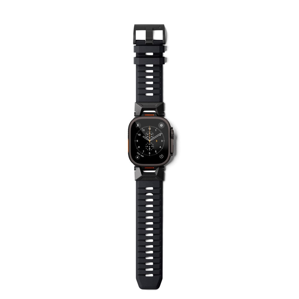 Apple Watch (42/44/SE/45/46/49) Epico Rubber Pro Rem m. Metalspænde - Sort