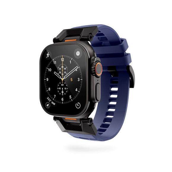 Apple Watch (42/44/SE/45/46/49) Epico Rubber Pro Rem m. Metalspænde - Blå
