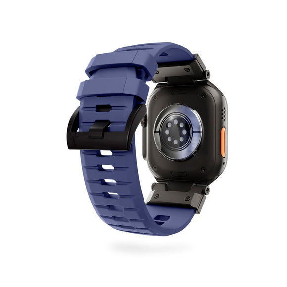 Apple Watch (42/44/SE/45/46/49) Epico Rubber Pro Rem m. Metalspænde - Blå