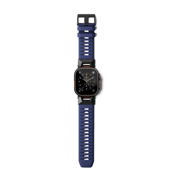 Apple Watch (42/44/SE/45/46/49) Epico Rubber Pro Rem m. Metalspænde - Blå