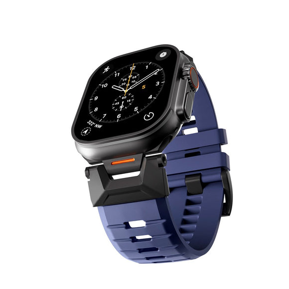 Apple Watch (42/44/SE/45/46/49) Epico Rubber Pro Rem m. Metalspænde - Blå