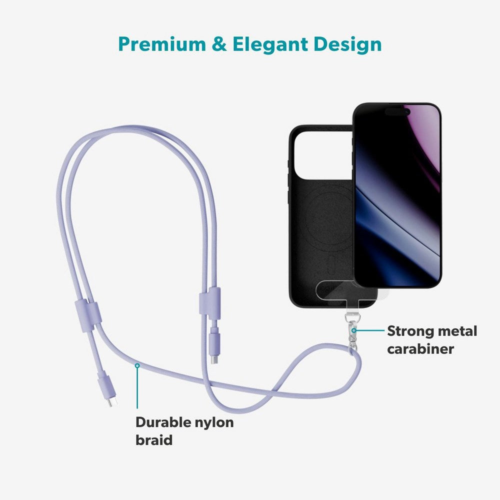 Epico Mobilstrop m. Indbygget 60W USB-C til USB-C Kabel - Lilla