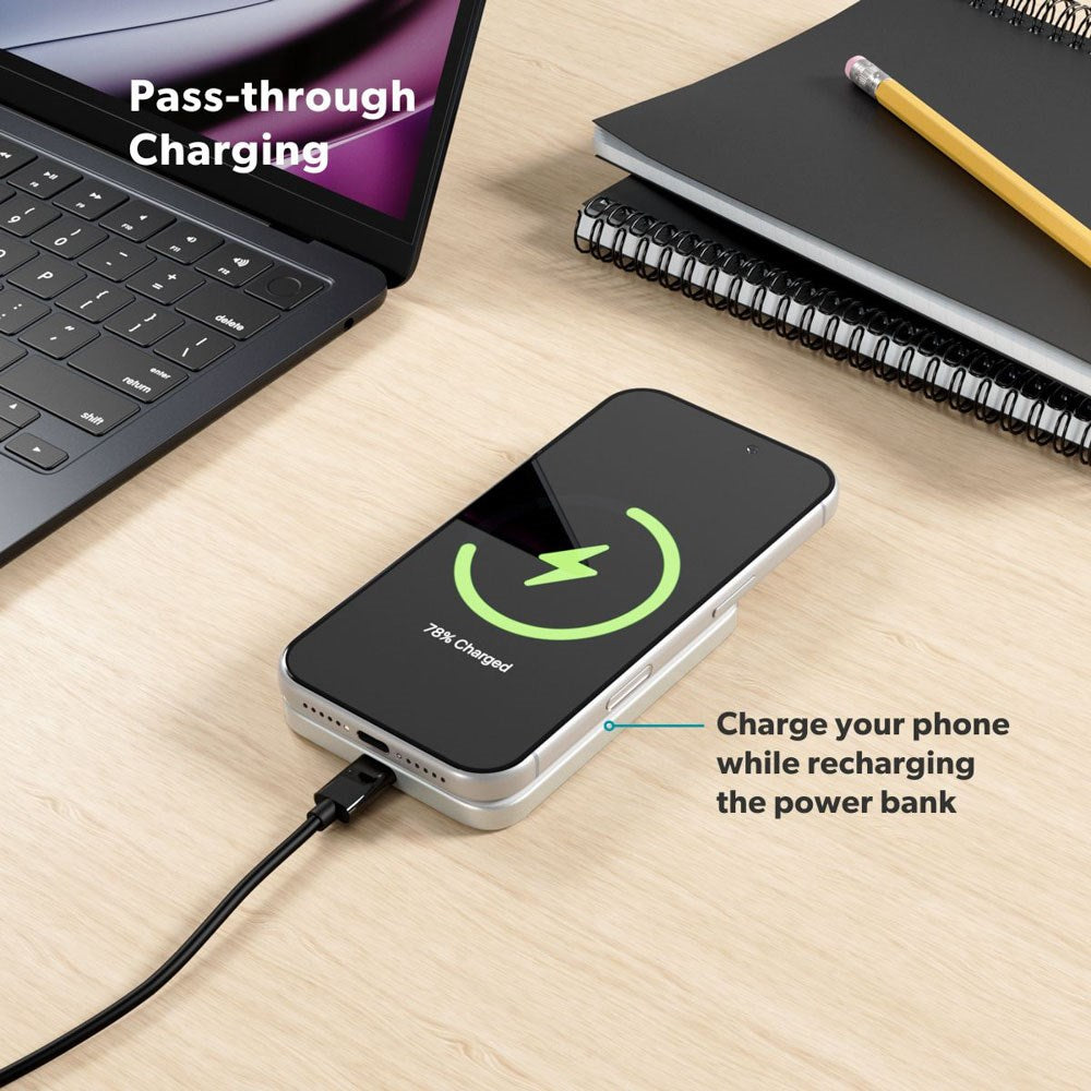 Epico 15W UltraPack EM51 Slim Alu Mag+ 5000 mAh Power Bank m. USB-C - Qi2 / MagSafe Kompatibel - Silver