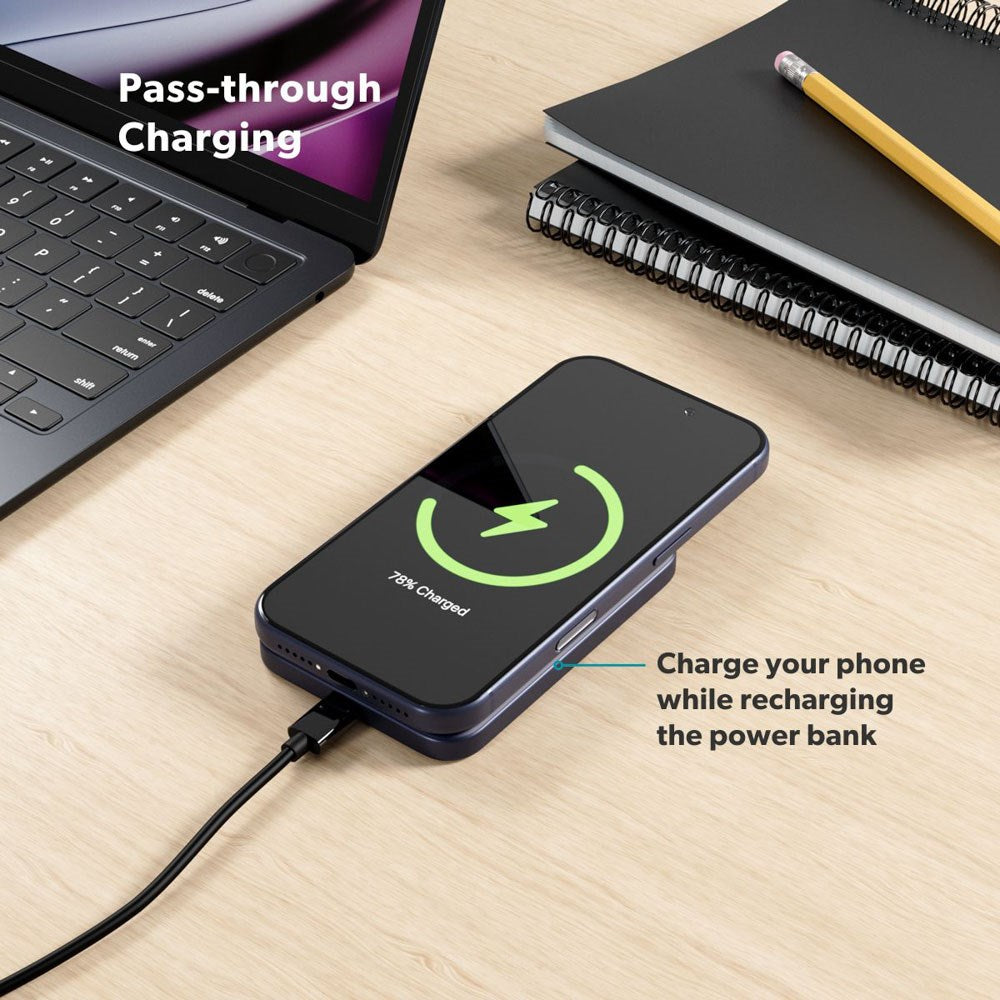 Epico 15W UltraPack EM51 Slim Alu Mag+ 5000 mAh Power Bank m. USB-C - Qi2 / MagSafe Kompatibel - Blue