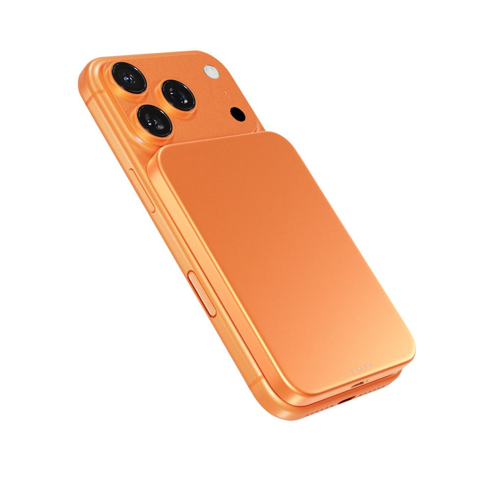 Epico 15W UltraPack EM51 Slim Alu Mag+ 5000 mAh Power Bank m. USB-C - Qi2 / MagSafe Kompatibel - Orange
