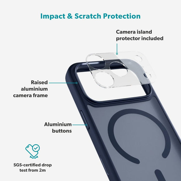 iPhone 17 Pro Epico HeroMatte Pro Mag+ Cover m. Kamerabeskyttelse - MagSafe Kompatibel - Blå
