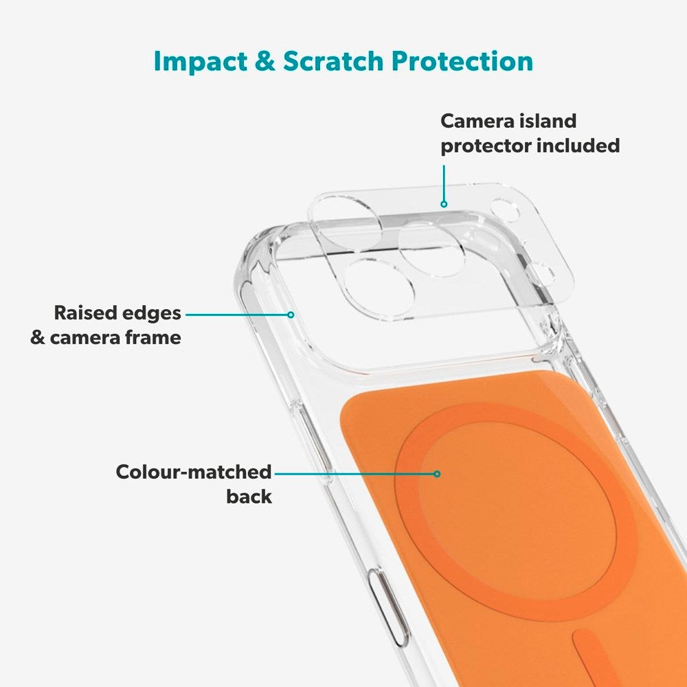 iPhone 17 Pro Epico Tile Mag+ Cover - MagSafe Kompatibel - Gennemsigtig / Orange