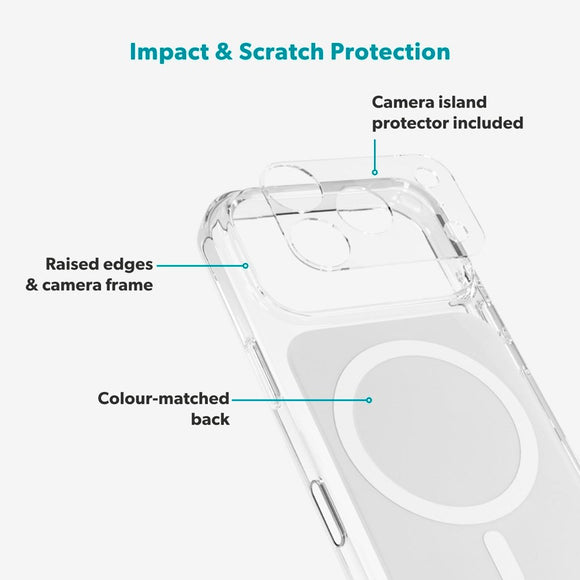 iPhone 17 Pro Max Epico Tile Mag+ Cover - MagSafe Kompatibel - Gennemsigtig / Hvid