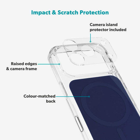 iPhone 17 Pro Max Epico Tile Mag+ Cover - MagSafe Kompatibel - Gennemsigtig / Blå