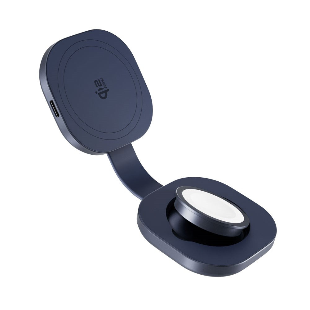 Epico UltraBase Kompakt Trådløs Oplader 25W til Smartphone / Apple Watch - MagSafe / Qi2 Kompatibel - Mørkeblå