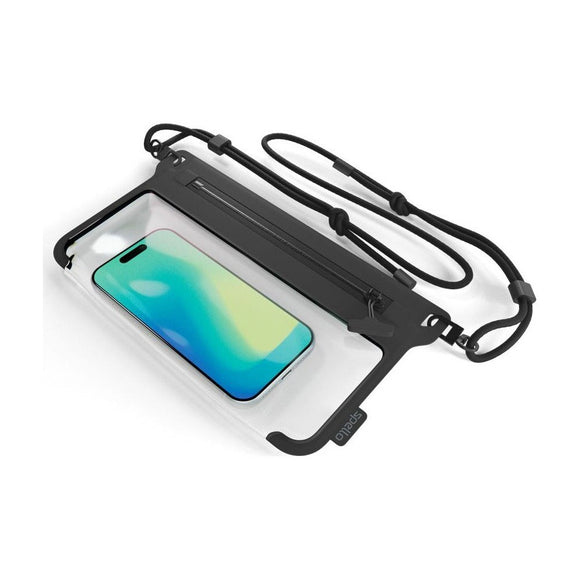 Spello Vandtæt Crossbody Universal Etui - Maks. 8.5" - Sort / Gennemsigtig