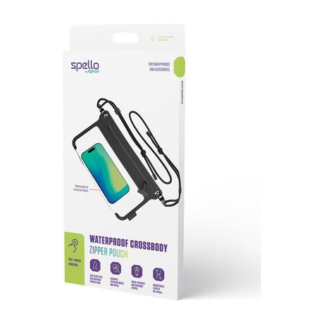 Spello Vandtæt Crossbody Universal Etui - Maks. 8.5" - Sort / Gennemsigtig