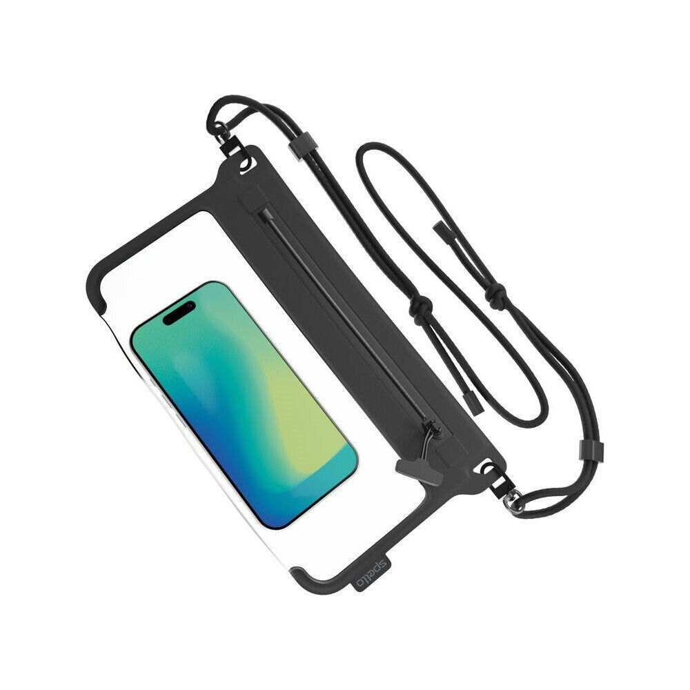 Spello Vandtæt Crossbody Universal Etui - Maks. 8.5" - Sort / Gennemsigtig