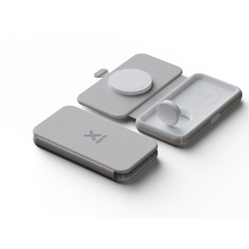 Xtorm 3-i-1 Foldbar Trådløs Rejseoplader 15W - MagSafe Kompatibel - Hvid