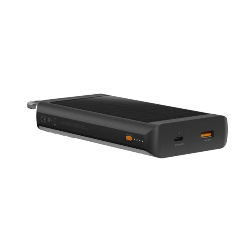 Xtorm 15W Solcelle PowerBank m. 1x USB-A & 1x USB-C - 10.000 mAh / Lommelygte - Sort