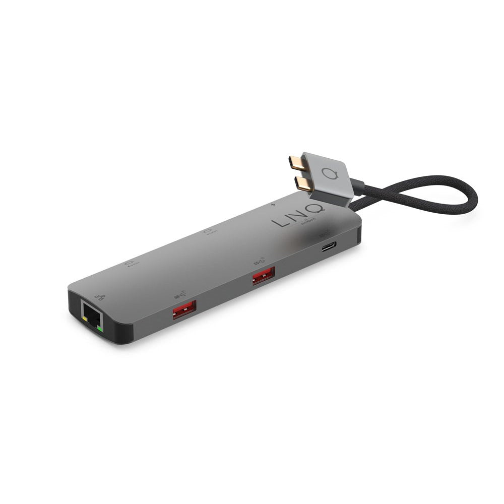 LINQ byELEMENTS 7in2 USB-C MacBook Multiport Hub - HDMI / USB-C PD / USB-A / RJ45 Ethernet - Space Grey