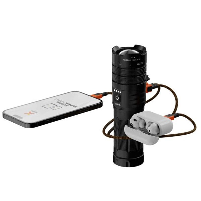 Xtorm Flashlight PowerBank m. 1x USB-A & 1x USB-C - 10.500 mAh / 20W - Sort