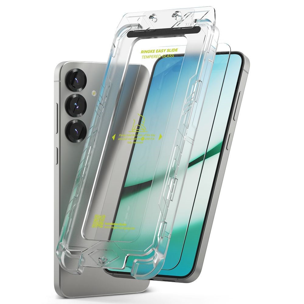 Ringke Samsung Galaxy S25 Easy Slide Hærdet Glas Skærmbeskyttelse – Gennemsigtig