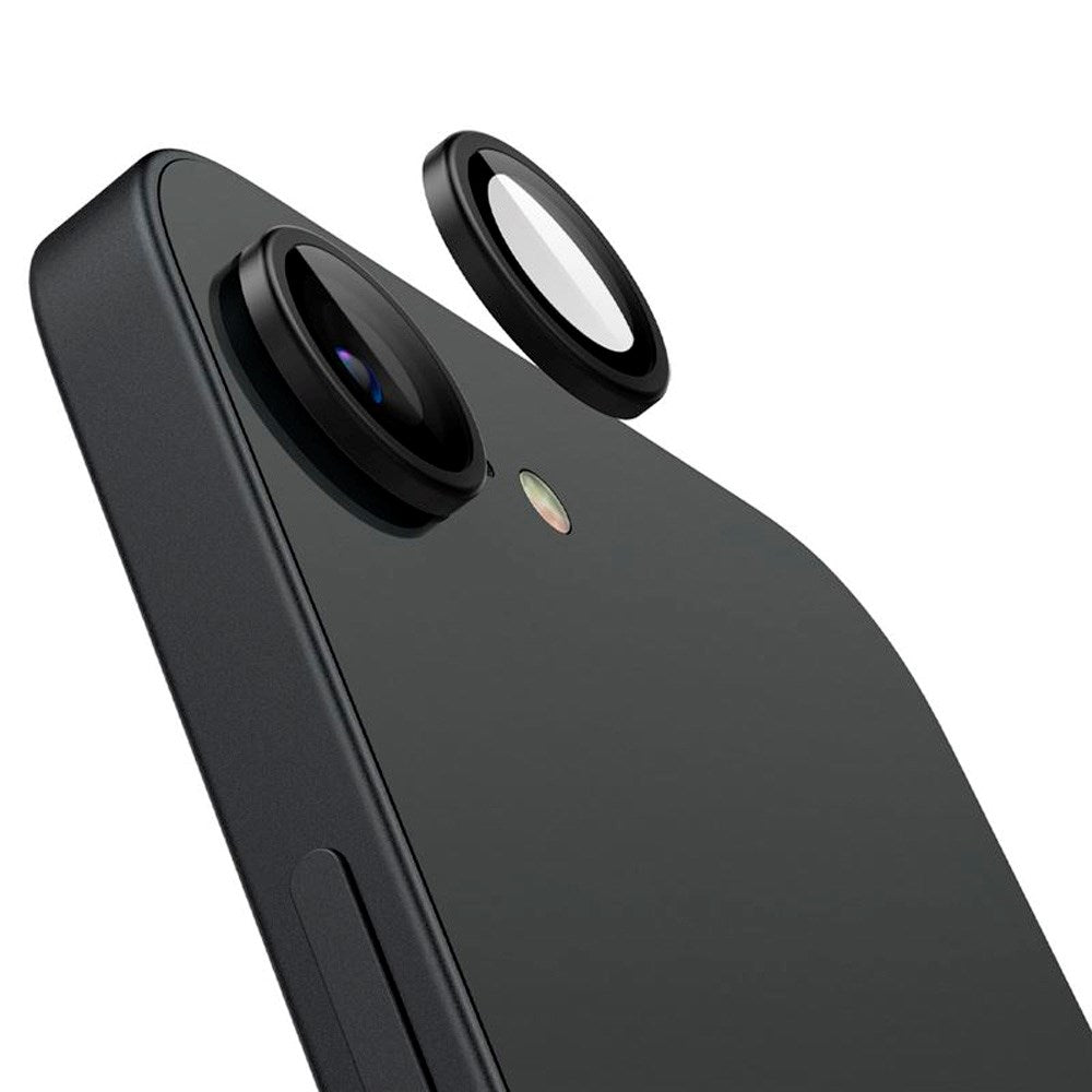 iPhone 17e / 16e Spigen EZ Fit. tR Optik Pro Kameralinse Beskyttelsesglas - 2 stk. - Gennemsigtig / Sort