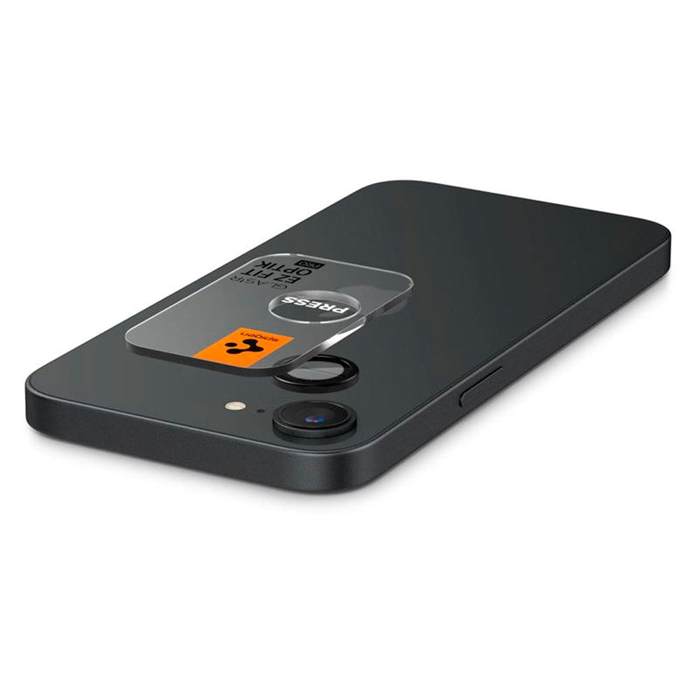 iPhone 17e / 16e Spigen EZ Fit. tR Optik Pro Kameralinse Beskyttelsesglas - 2 stk. - Gennemsigtig / Sort