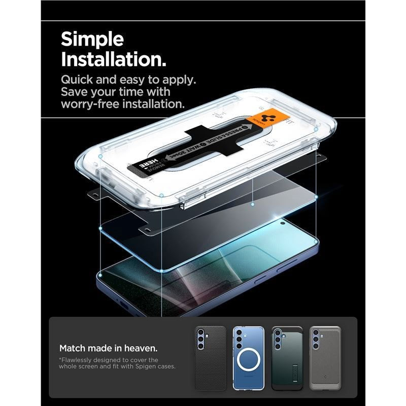 Samsung Galaxy S25 / S24 Spigen Glass tR EZ Fit HD Skærmbeskyttelsesglas - Privacy - 2 stk - Gennemsigtig