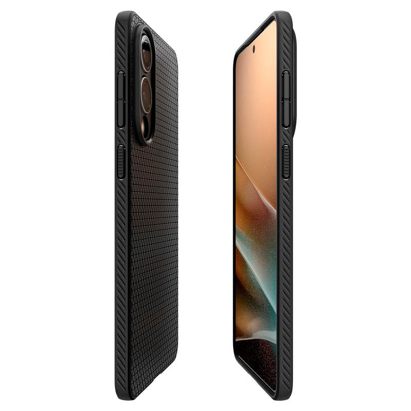 Samsung Galaxy S25 Edge Spigen Liquid Air - Fleksibelt Plastik Cover - Sort