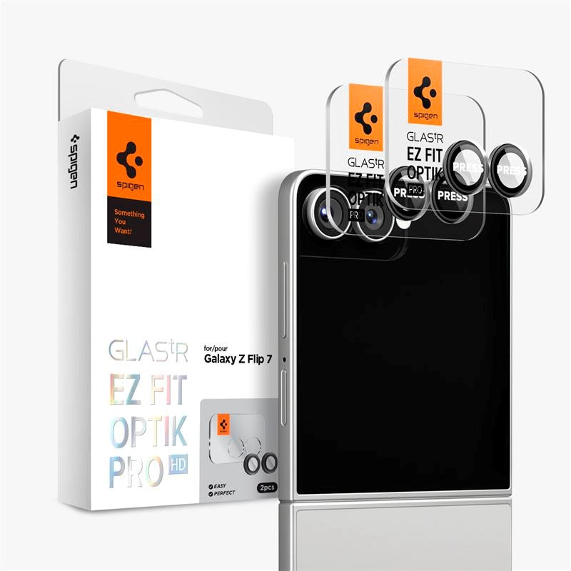 Samsung Galaxy Z Flip7 Spigen Glass tR EZ Fit Optik Pro HD - 2 stk - Sort