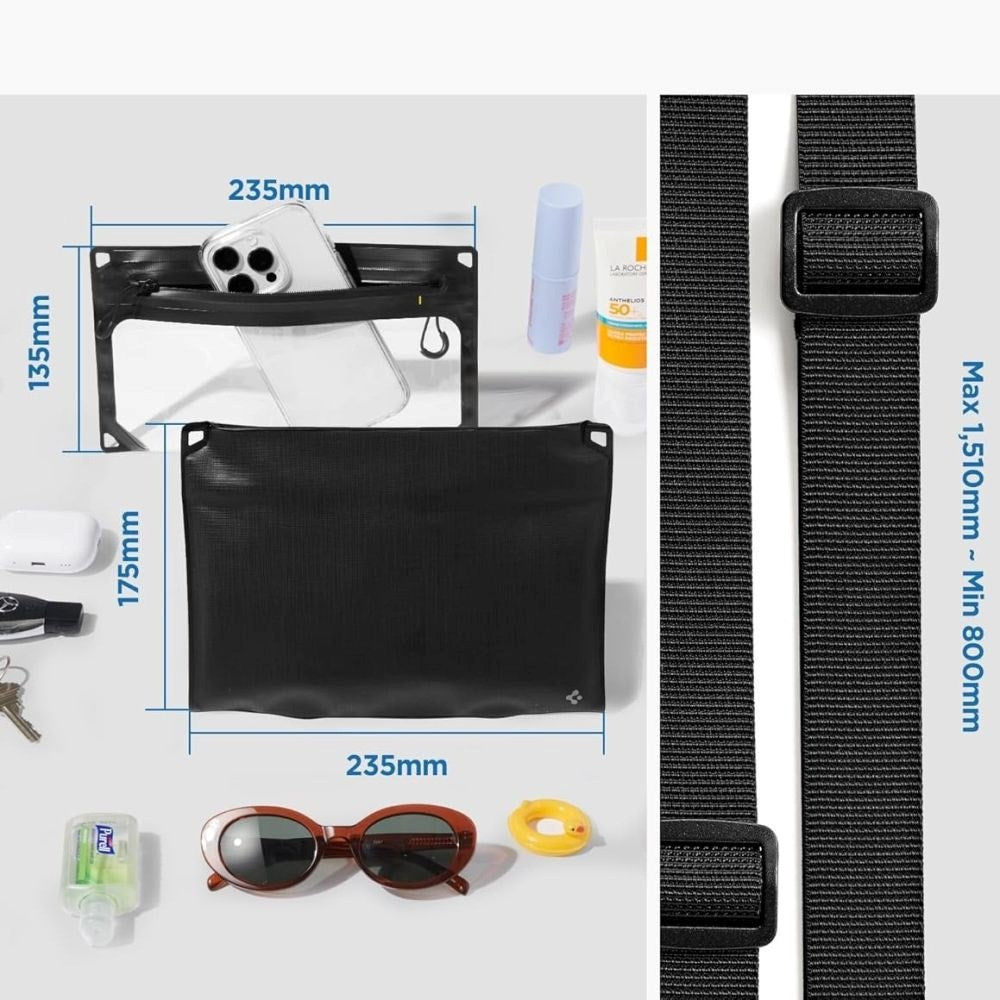 Spigen Aqua Shield 2-i-1 Vandtæt Etui m. Strop - Sort / Gennemsigtig