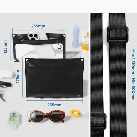 Spigen Aqua Shield 2-i-1 Vandtæt Etui m. Strop - Sort / Gennemsigtig