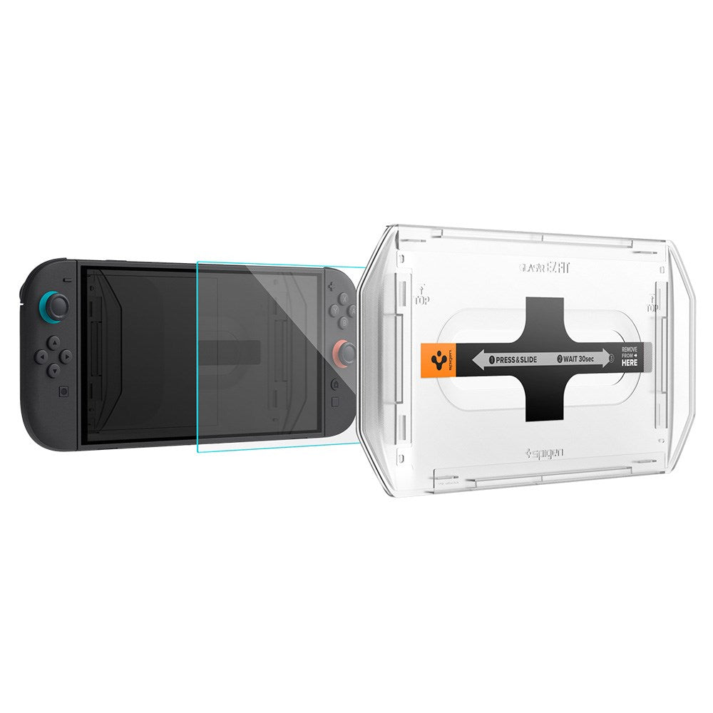 Nintendo Switch 2 Spigen Glass tR EZ Fit Skærmbeskyttelsesglas m. Installationsramme - 2 stk - Gennemsigtig