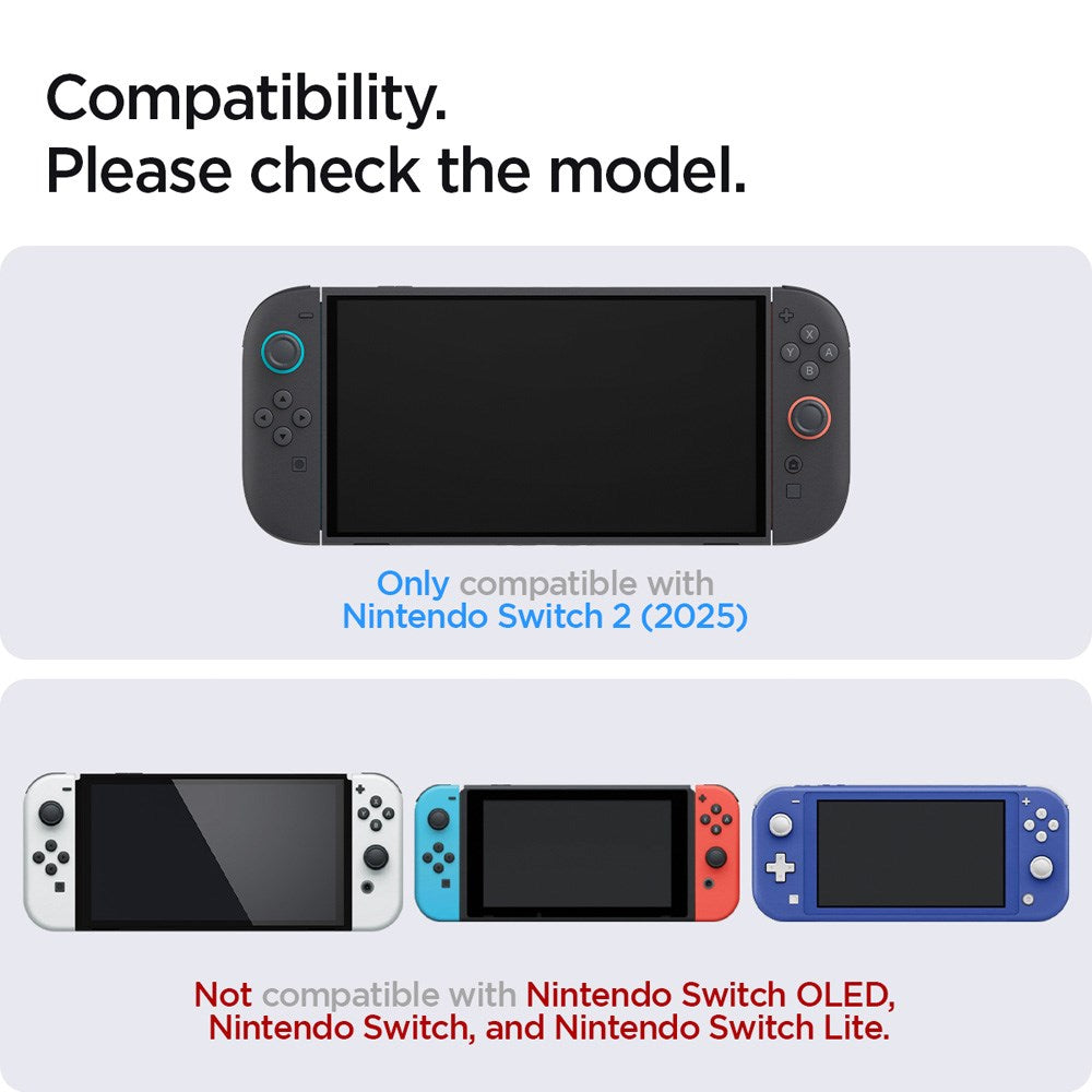 Nintendo Switch 2 Spigen Glass tR EZ Fit Skærmbeskyttelsesglas m. Installationsramme - 2 stk - Gennemsigtig