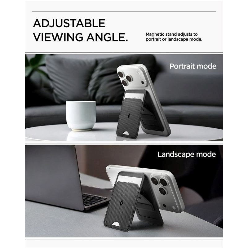 Spigen Foldbar Kortholder m. 1 Kortplads - MagSafe Kompatibel - Sort