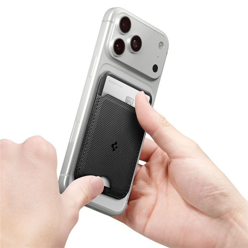 Spigen Foldbar Kortholder m. 1 Kortplads - MagSafe Kompatibel - Sort