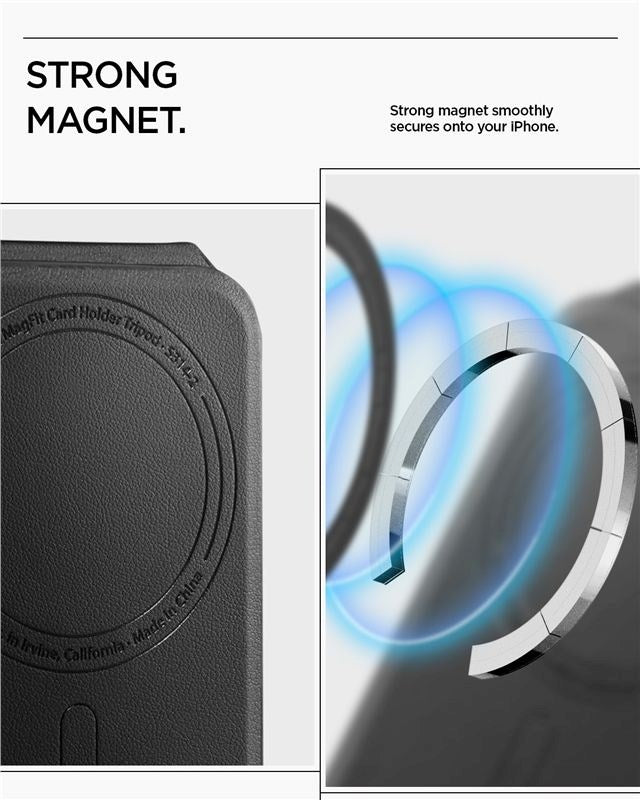 Spigen Foldbar Kortholder m. 1 Kortplads - MagSafe Kompatibel - Sort