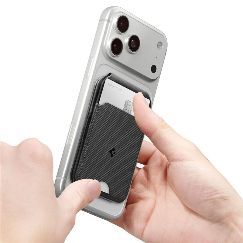 Spigen Slim Fold Kortholder til 3 Kort m. Ståfunktion - MagSafe Kompatibel - Sort