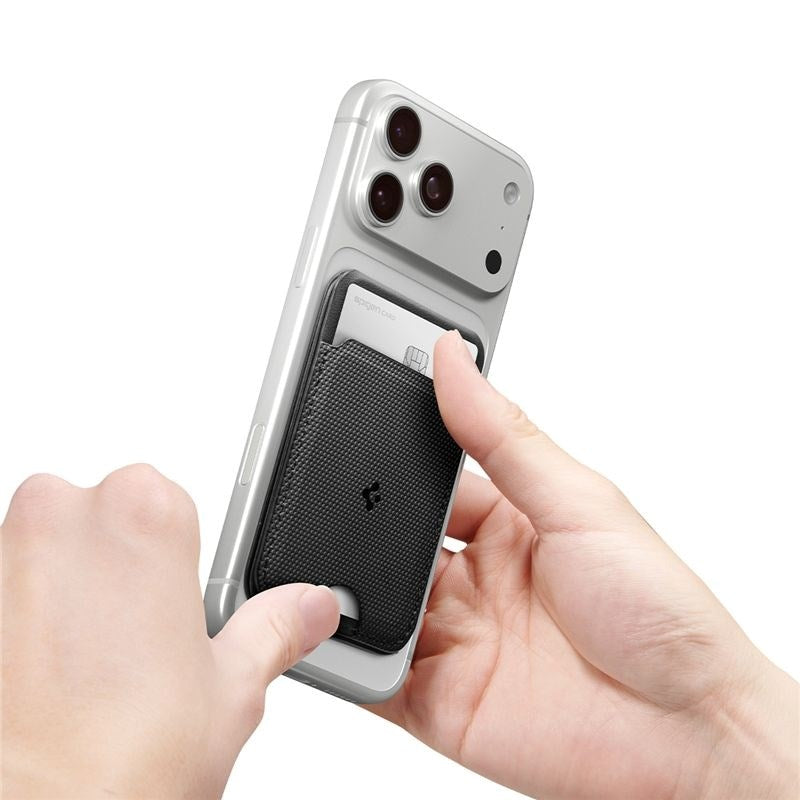 Spigen Slim Fold Kortholder til 1 Kort m. Ståfunktion - MagSafe Kompatibel - Sort