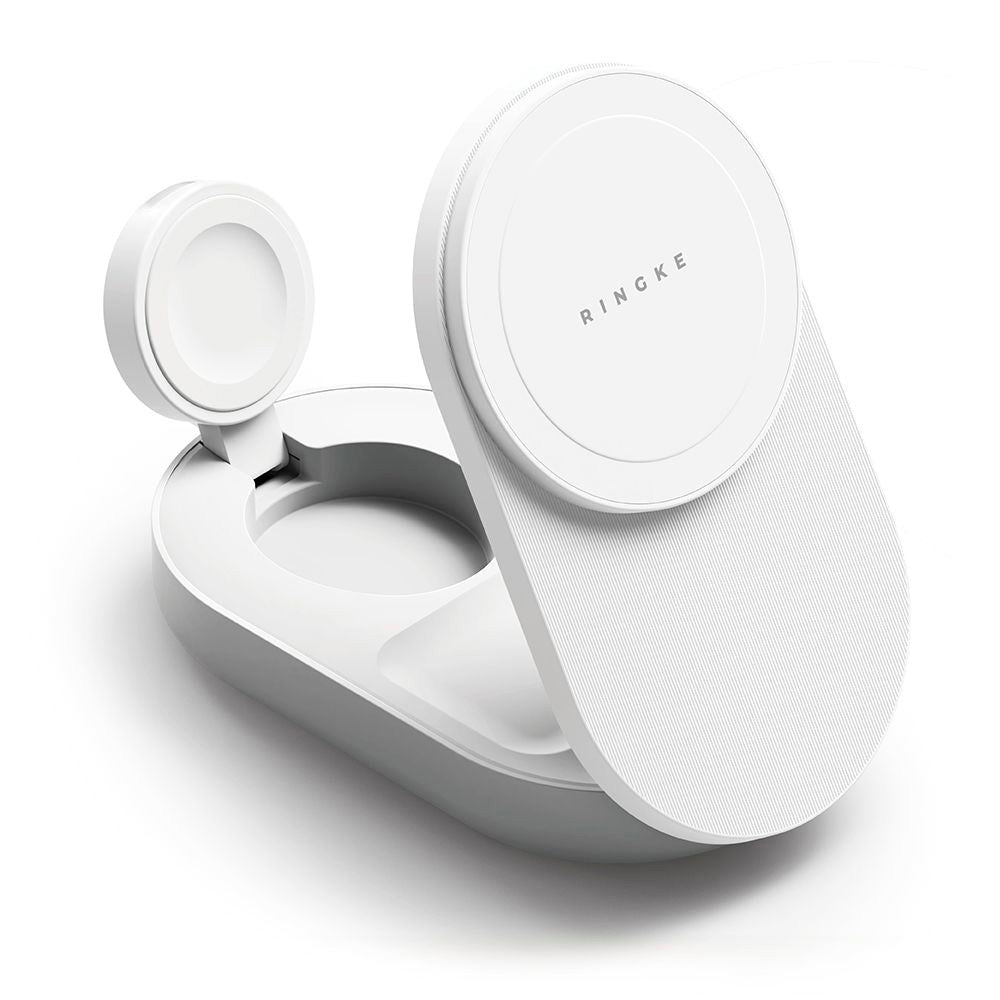 Ringke 3-i-1 Qi2 Foldbar Trådløs Oplader - 25W - MagSafe Kompatibel - Hvid